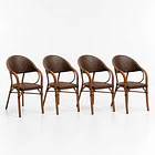 Pack de 4 Sillas Bistro Parisina Rattan con reposabrazos Jolie - Café Oscuro 1
