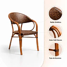 Pack de 4 Sillas Bistro Parisina Rattan con reposabrazos Jolie - Café Oscuro 5