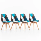 Pack de 4 Sillas patchwork wood celeste 1