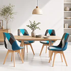 Pack de 4 Sillas patchwork wood celeste 2
