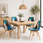 Pack de 4 Sillas patchwork wood celeste 3