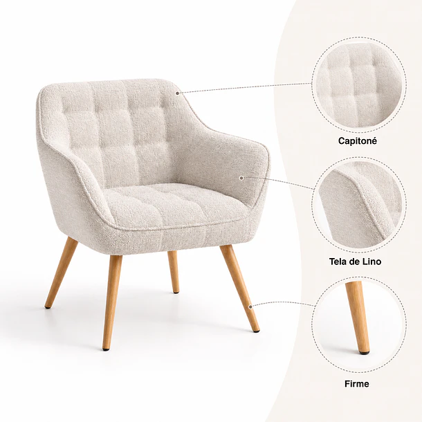 Butaca de Descanso Klaini Tapiz Lino Beige 5
