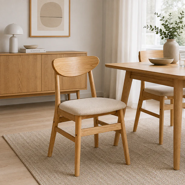 Silla de Comedor Sinkro - Madera clara asiento Beige 3