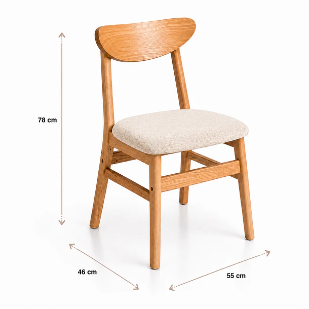 Silla de Comedor Sinkro - Madera clara asiento Beige 4