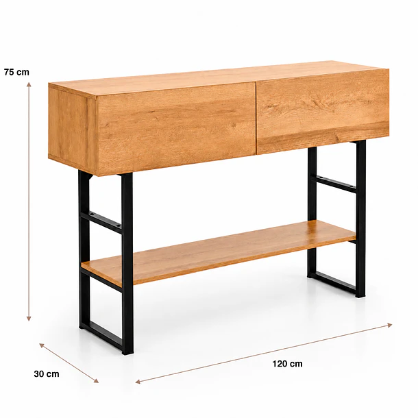 Arrimo Klinja 120x75cm Organizador 2 cajones Tono Roble Claro 4