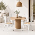 Pack de 4 Sillas Tolix con asiento de madera clara - Blanca 2