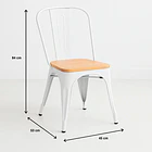 Pack de 4 Sillas Tolix con asiento de madera clara - Blanca 4