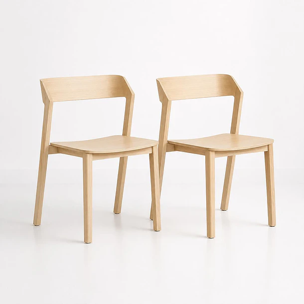 Pack de 2 Sillas de Comedor Madera Rover Viena Natural 1
