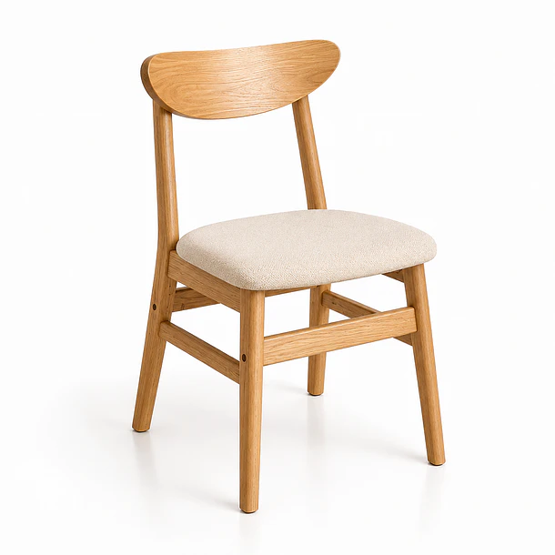Silla de Comedor Sinkro - Madera clara asiento Beige 1