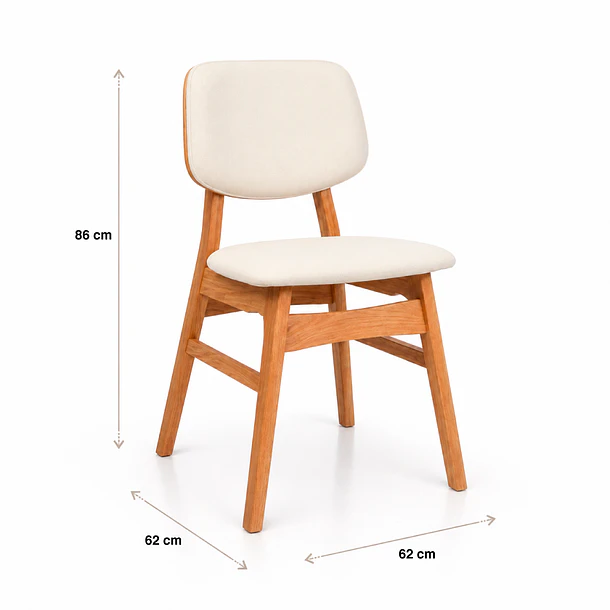 Silla de Comedor Ystava - Madera Maciza con Asiento y Respaldo Acolchados 4