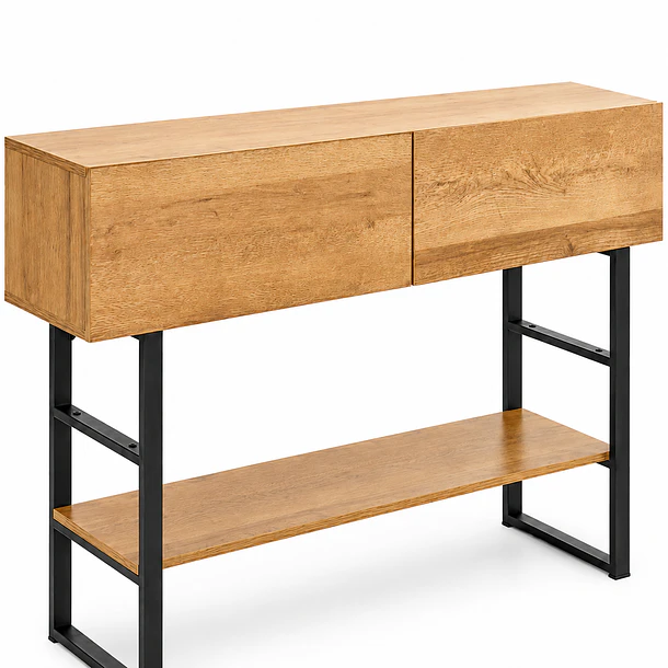 Arrimo Klinja 120x75cm Organizador 2 cajones Tono Roble Claro 6