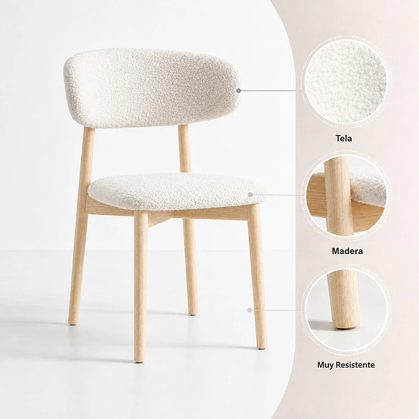 Pack de 2 Sillas Cloud Madera - Blanco 5