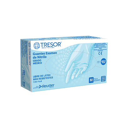 Guantes Examen de Nitrilo Azul | Caja 100 | Trezor