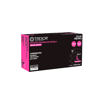 Guantes Examen de Nitrilo Negro | Caja 100 | Trezor