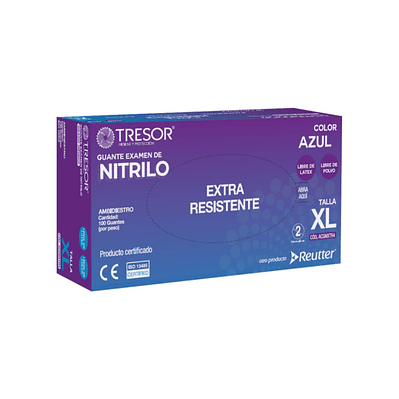 Guantes de Nitrilo Extra Resistente Azul | Caja 100 | Trezor