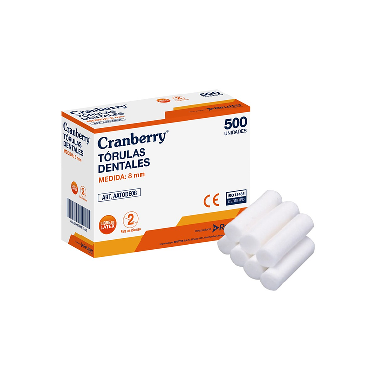 Tórulas Dentales Algodón 100% Natural 8 mm Caja 500 Unidades | Cranberry 2