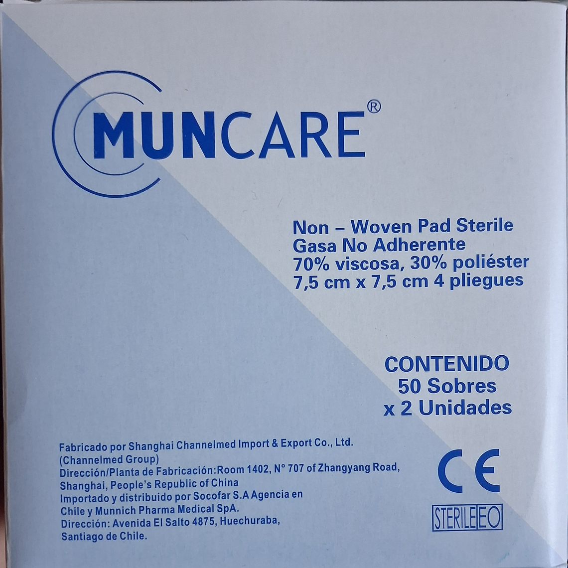 Gasa Estéril No Tejida 7,5x7,5 cm Caja 50 Sobres | Muncare  1