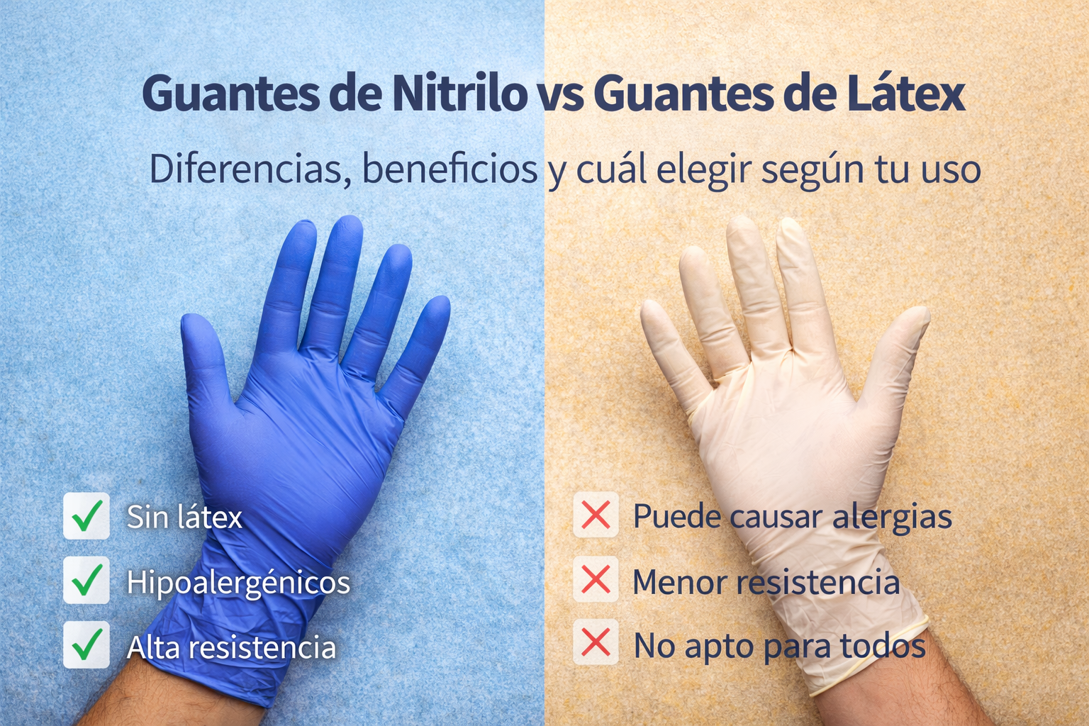 Guantes de Nitrilo vs Guantes de Látex