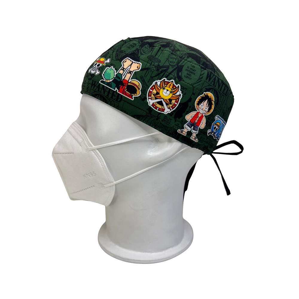 Gorro quirúrgico Luffy y Zoro One Piece verde