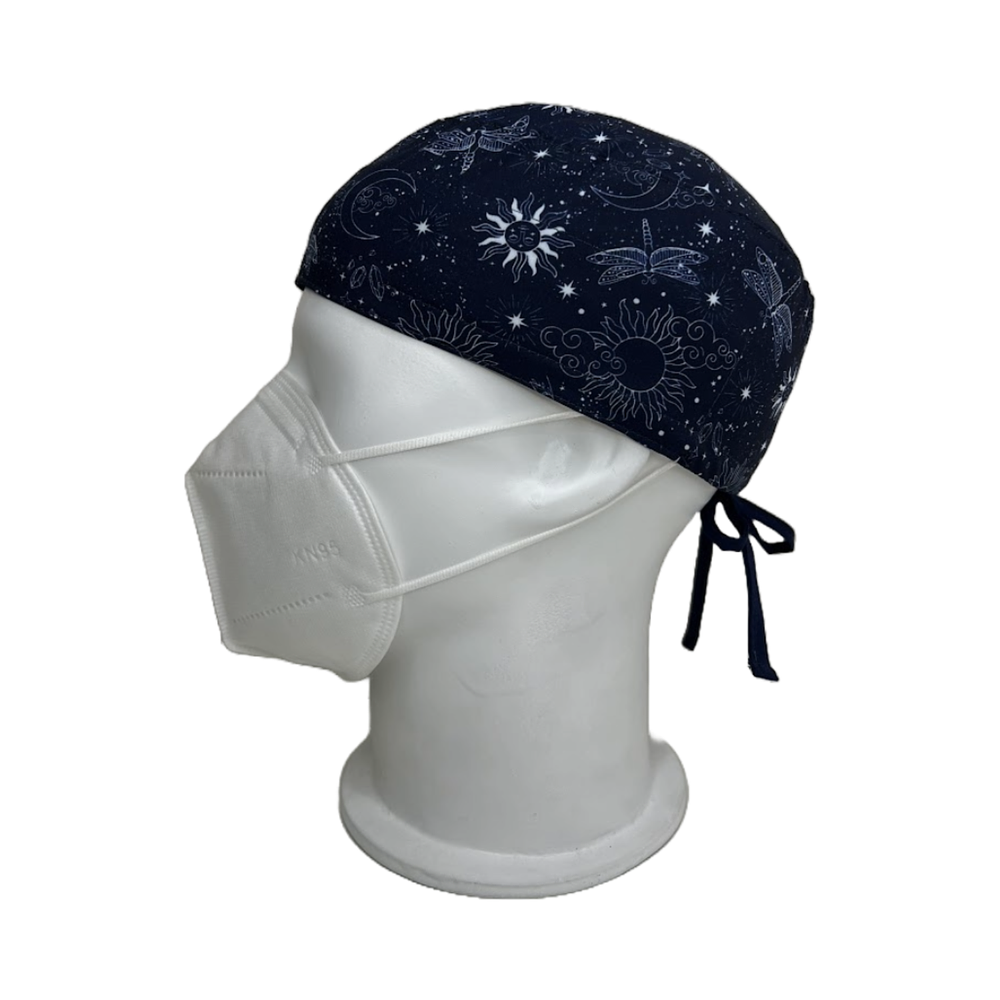 Gorro quirúrgico Libelulas y estrellas azul oscuro