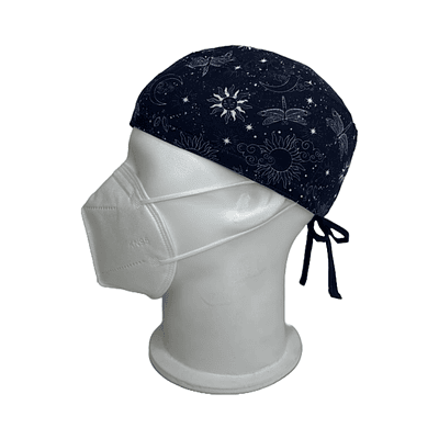 Gorro quirúrgico Libelulas y estrellas azul oscuro