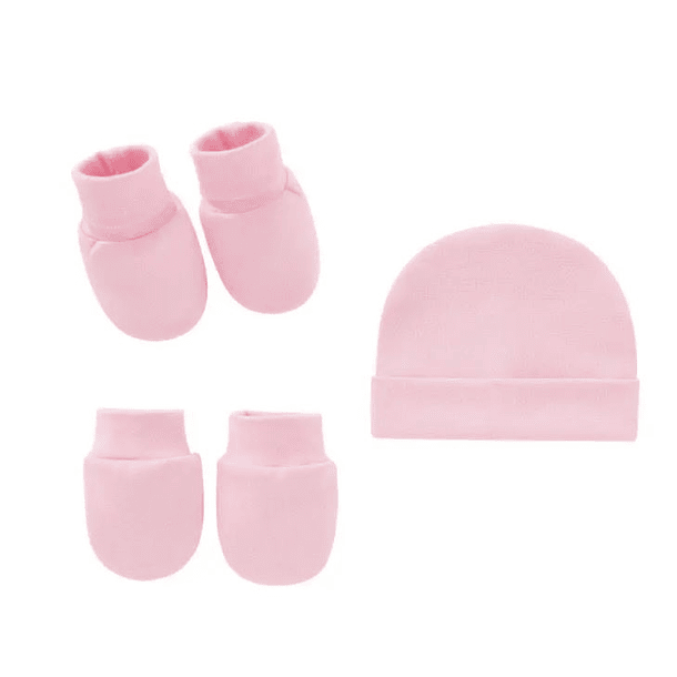 Set recién nacido, gorro, zapatitos, mitones, 100% algodón 4