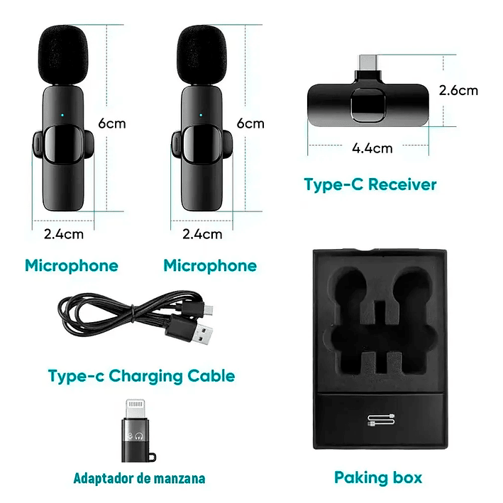 Microfono Inalambrico Solapa Profesional Entrada Tipo C 2