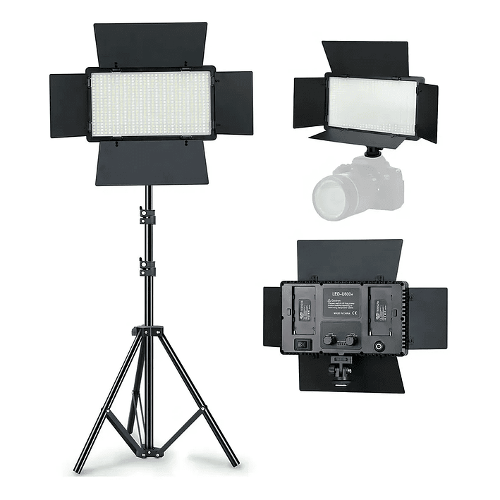 Kit Profesional Luz Relleno Con Trípode Reflector Pro 600led Negro Rgb 1