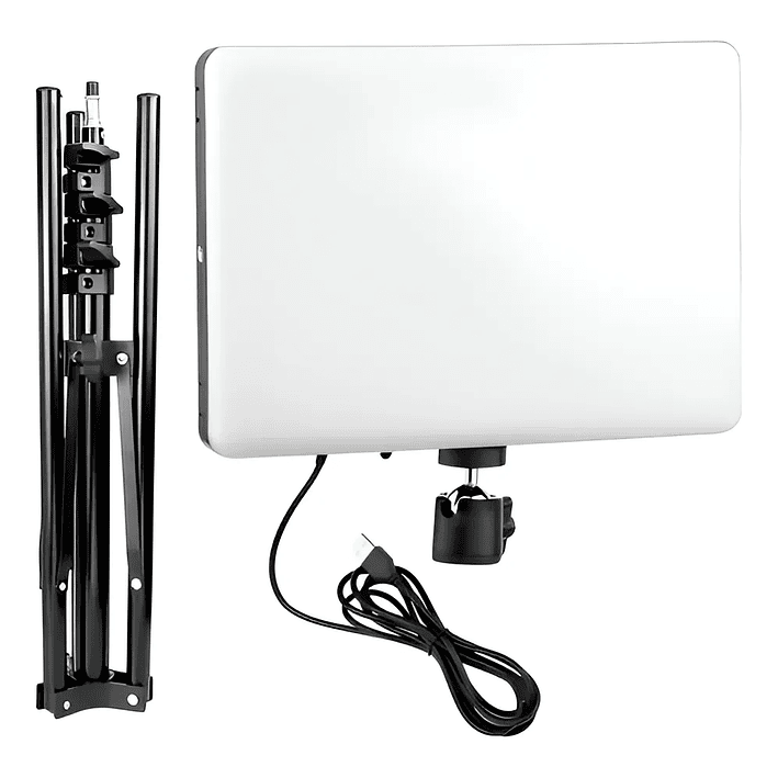 Panel De Iluminacion Aro Luz Led Pl26 Para Estudio + Tripode Negro Blanca Calida Y Fria 1