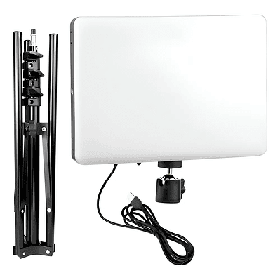 Panel De Iluminacion Aro Luz Led Pl26 Para Estudio + Tripode Negro Blanca Calida Y Fria