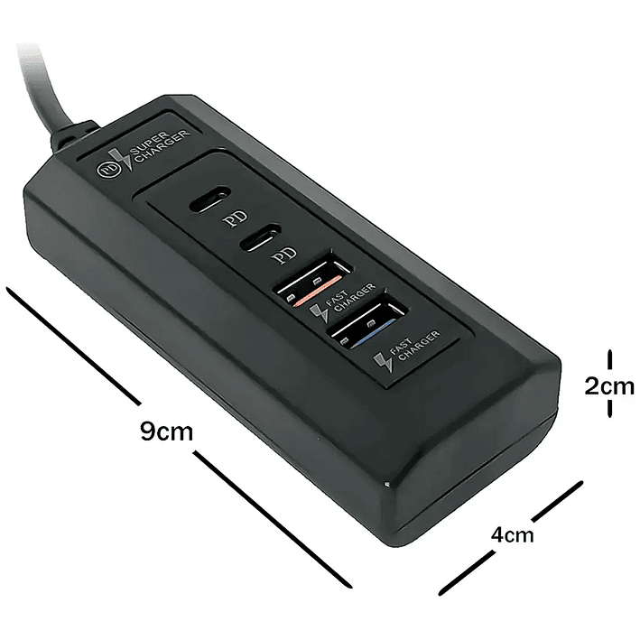 Cargador Usb Múltiple 4 En 1 Carga Rapida 2 Usb Y 2 Tipo C Blanco 3