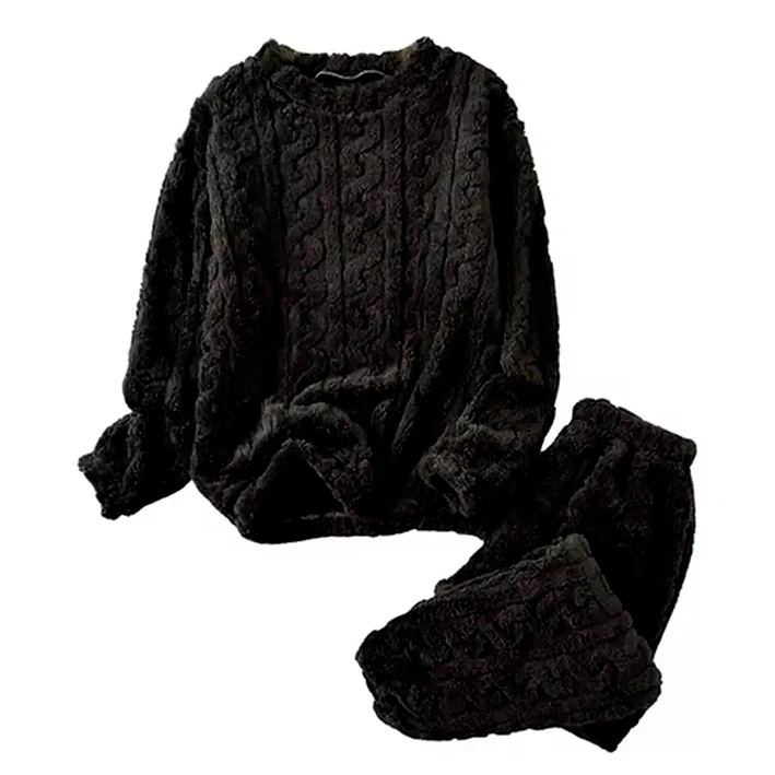 Pijama Conjunto Polar Unisex Trenzado Invierno Peludo Suave 1
