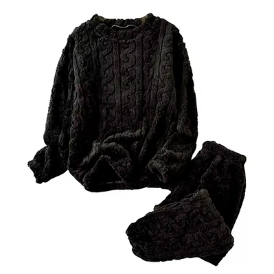 Pijama Conjunto Polar Unisex Trenzado Invierno Peludo Suave