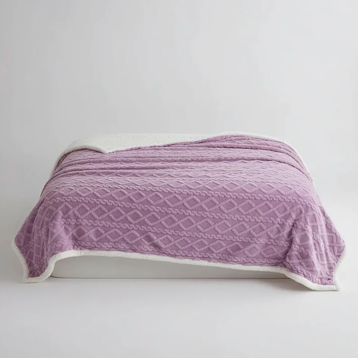 Frazada Rosa Relieve 2 Plazas 220x200 Cm Poliéster Unicolor 2