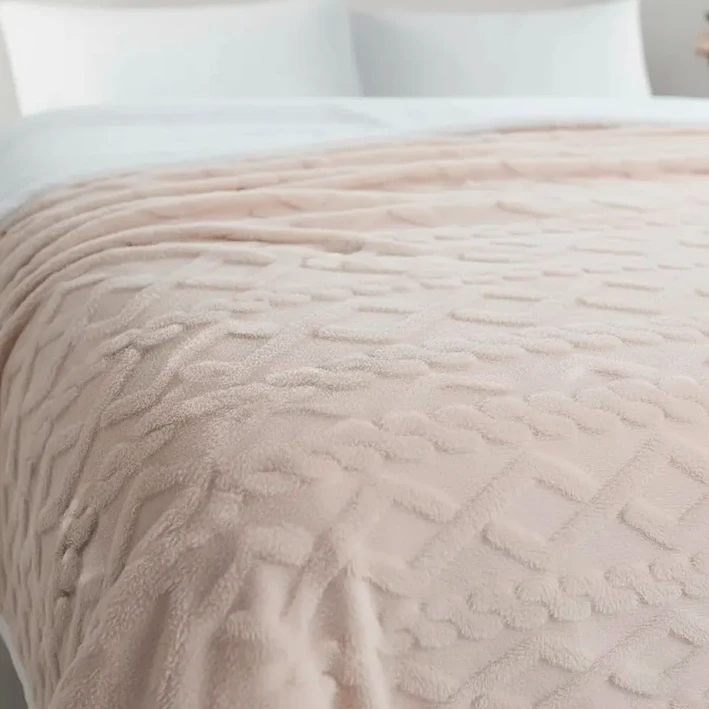 Frazada Rosa Relieve 1.5 Plaza 200x180 Cm Poliéster Unicolor 8