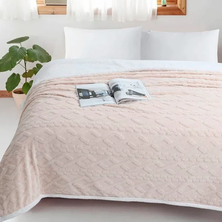 Frazada Rosa Relieve King 250x200 Cm Poliéster Unicolor 8