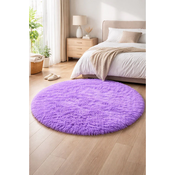 Alfombra Redonda Peluda 150 cm Suave Varios Colores 9