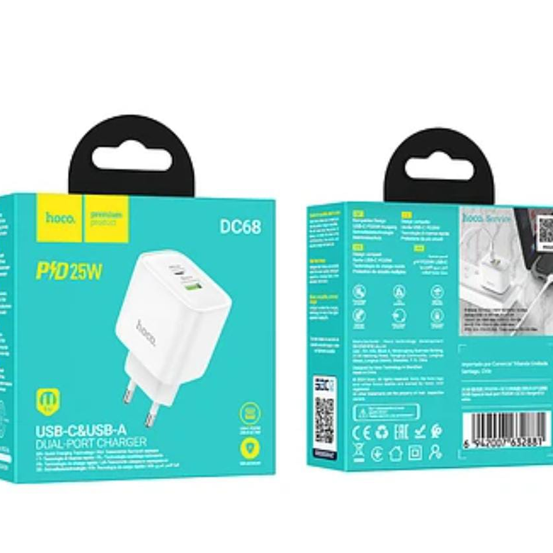 Hoco Cargador DC68 Usb y Usb C de carga rápida  1