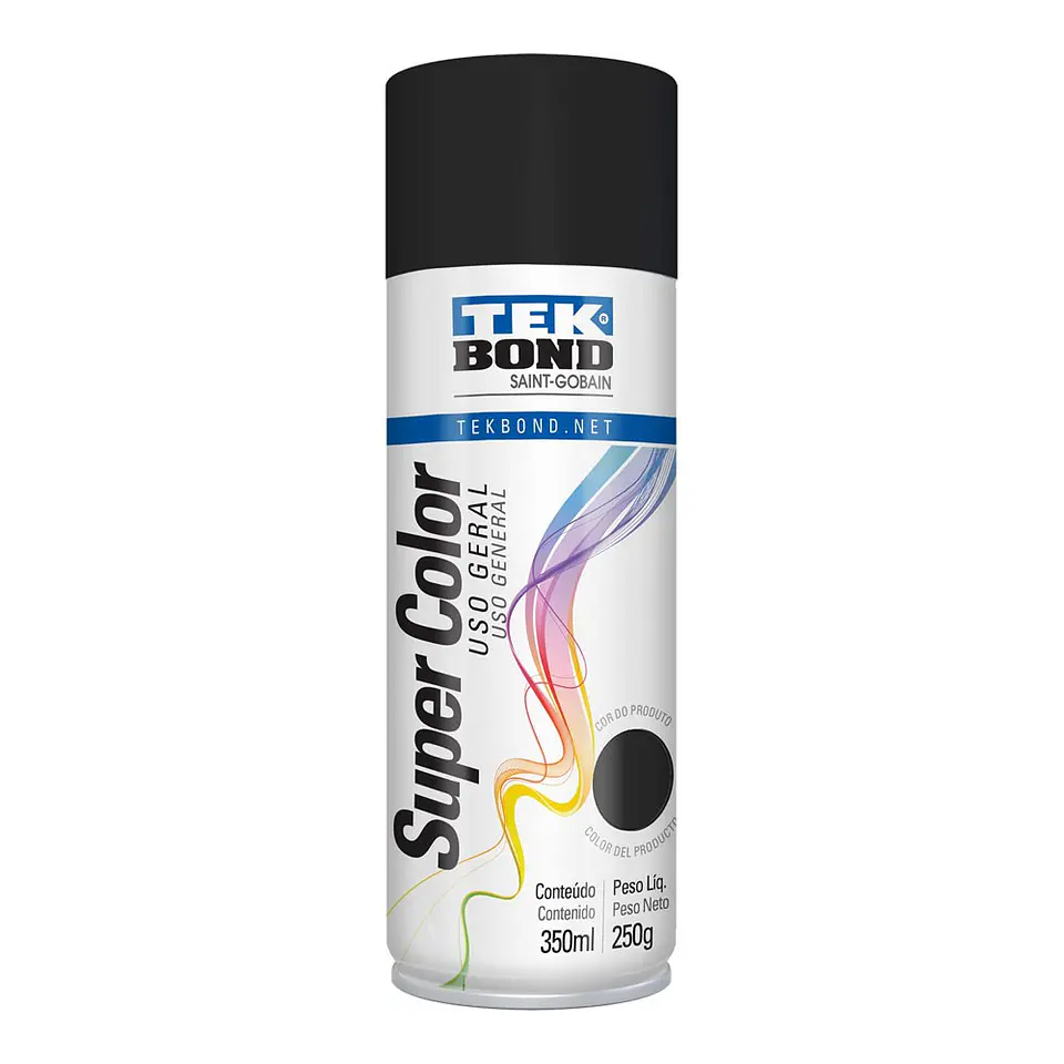 Lata spry TEKBOND NEGRO MATE 350ML PINTURA ACRILICA USO GENERAL 1