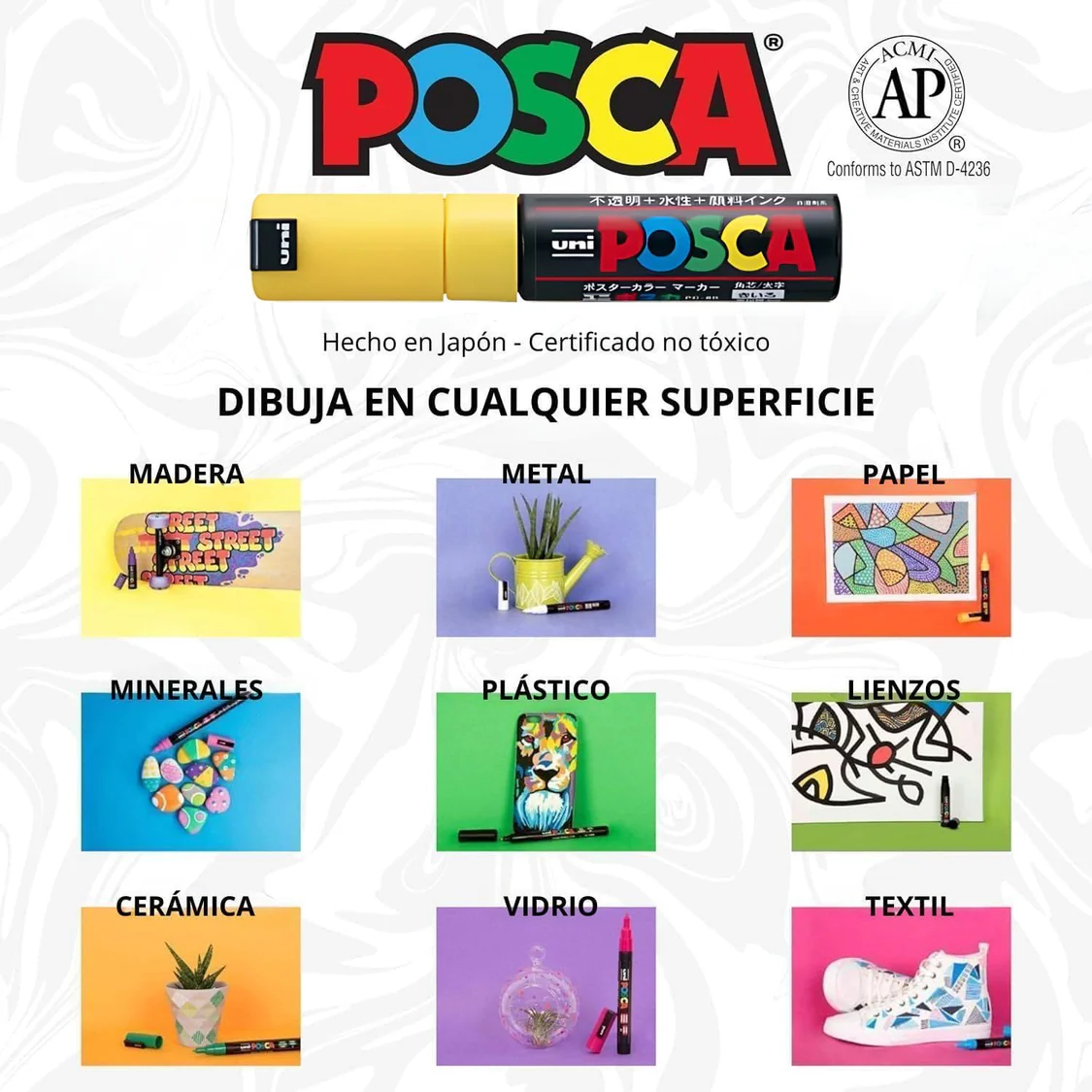MARCADOR DE PINTURA ACRÍLICA BASE AL AGUA CAJA DE 8 UNIDADES 3