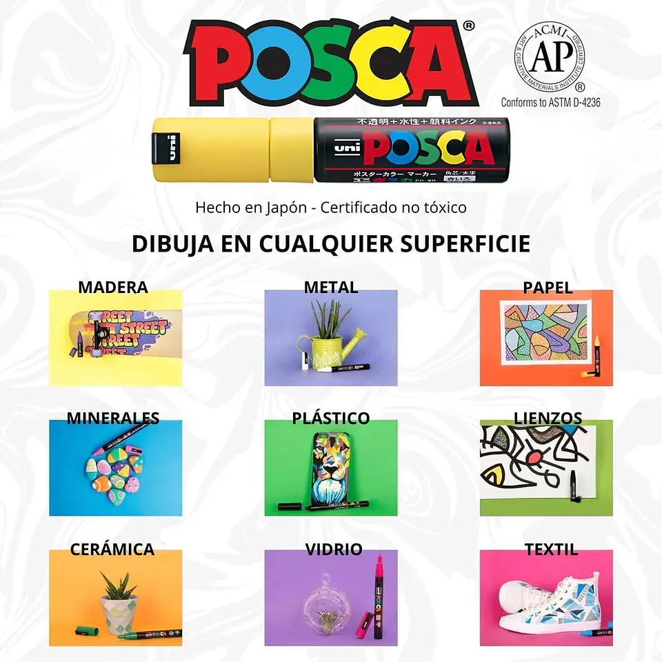 MARCADOR DE PINTURA ACRÍLICA BASE AL AGUA CAJA DE 8 UNIDADES 3