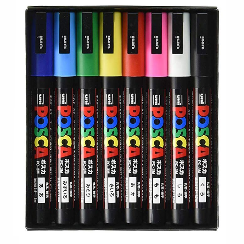 POSCA MARCADORES PINTURA ACRÍLICA 8 UNIDADES INCLUYE DE REGALO ESTUCHERA 3