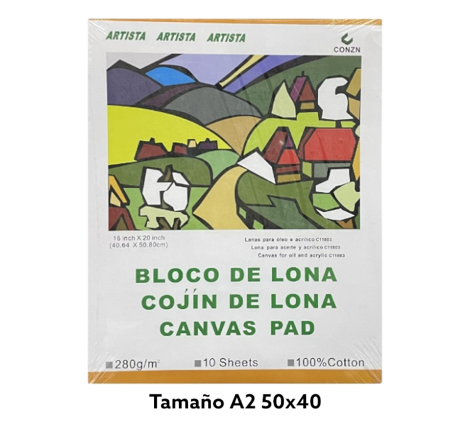 LONA PARA PINTURA 10 PLIEGOS 100% ALGODON TAMAÑO A2 50X40 1