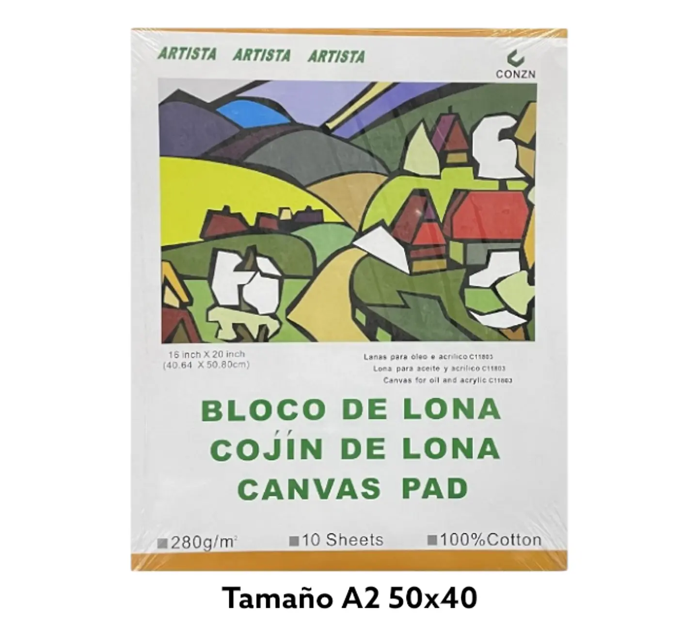 LONA PARA PINTURA 10 PLIEGOS 100% ALGODON TAMAÑO A2 50X40 1