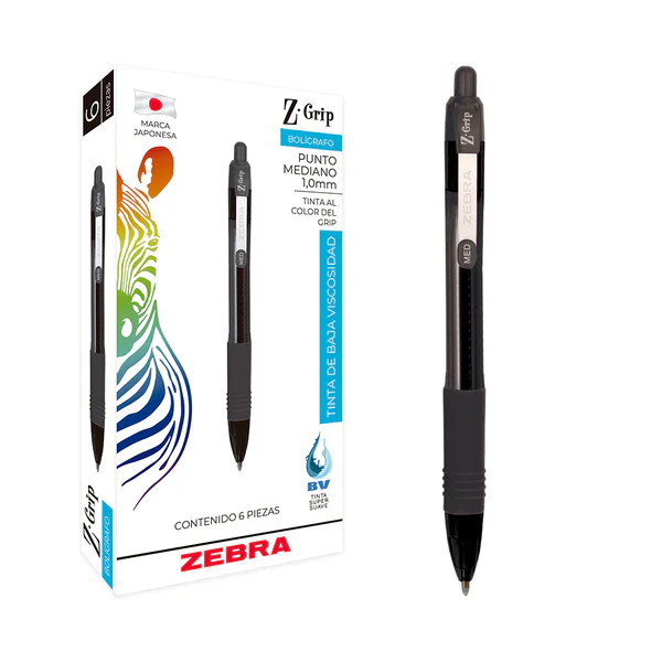Bolígrafo Retráctil Z-Grip Zebra 1.0 MM PACK 6 UNIDADES AZUL O NEGRO 2