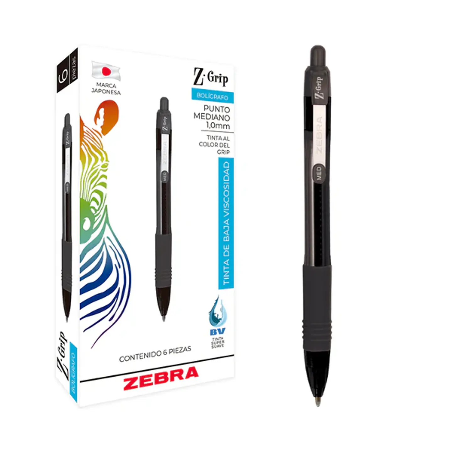 Bolígrafo Retráctil Z-Grip Zebra 1.0 MM PACK 6 UNIDADES AZUL O NEGRO 2