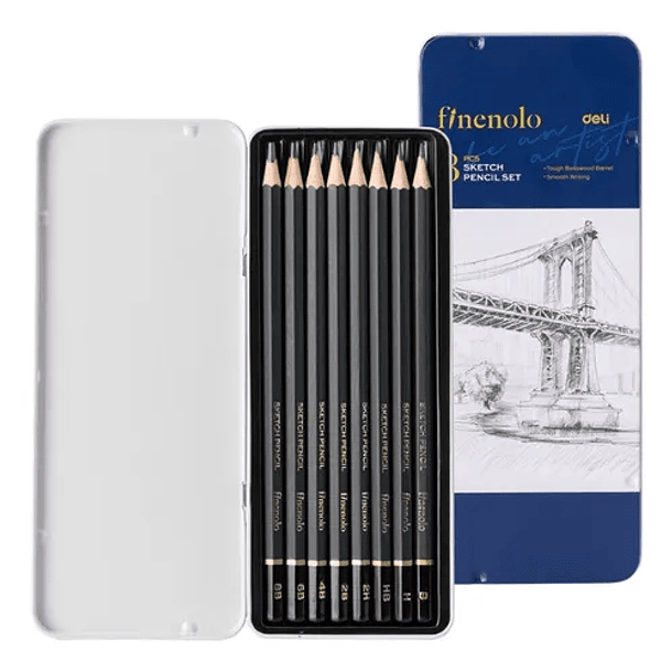 Set 8 Lápices Grafito Profesional Deli Finenolo 2h-8b Sketch 1