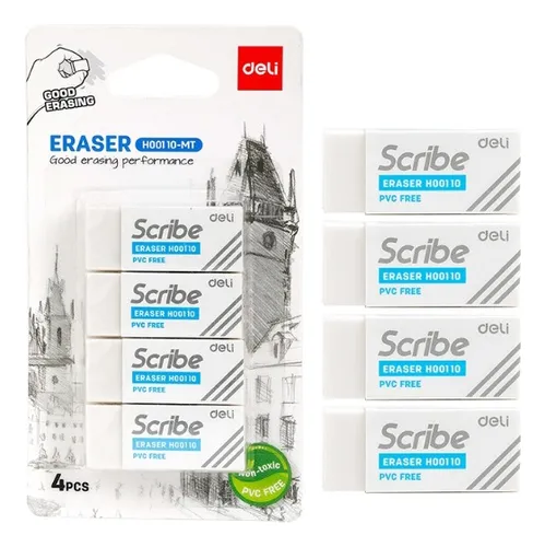 Goma de borrar Pack de 4 Unidades , deli 1
