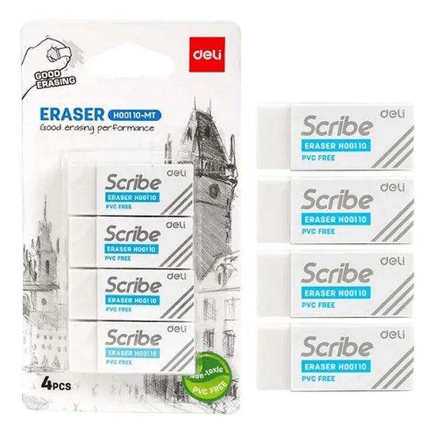 Goma de borrar Pack de 4 Unidades , deli 1