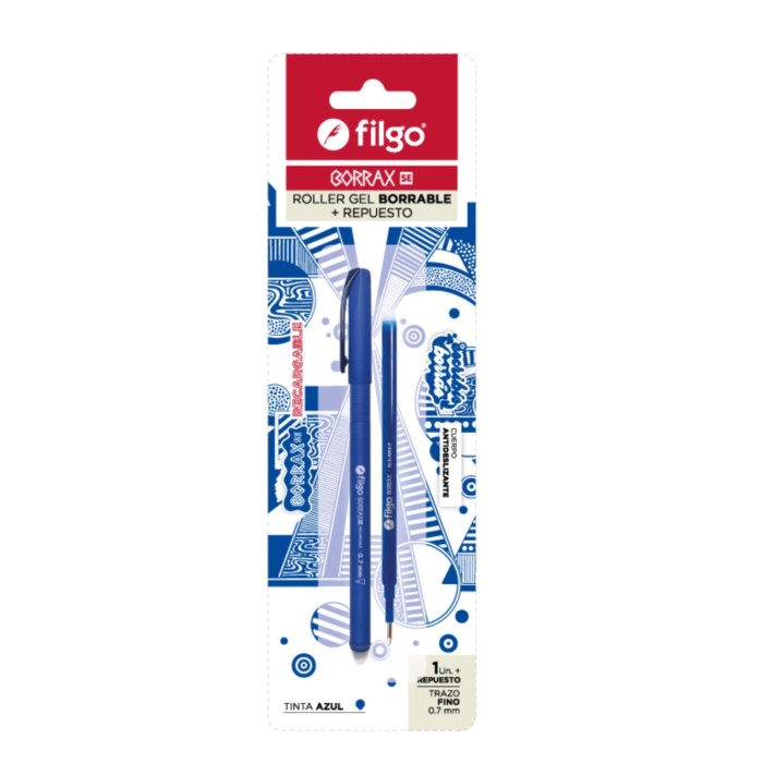 BOLIGRAFO + REPUESTO BORRABLE GEL AZUL BORRAX FILGO 1